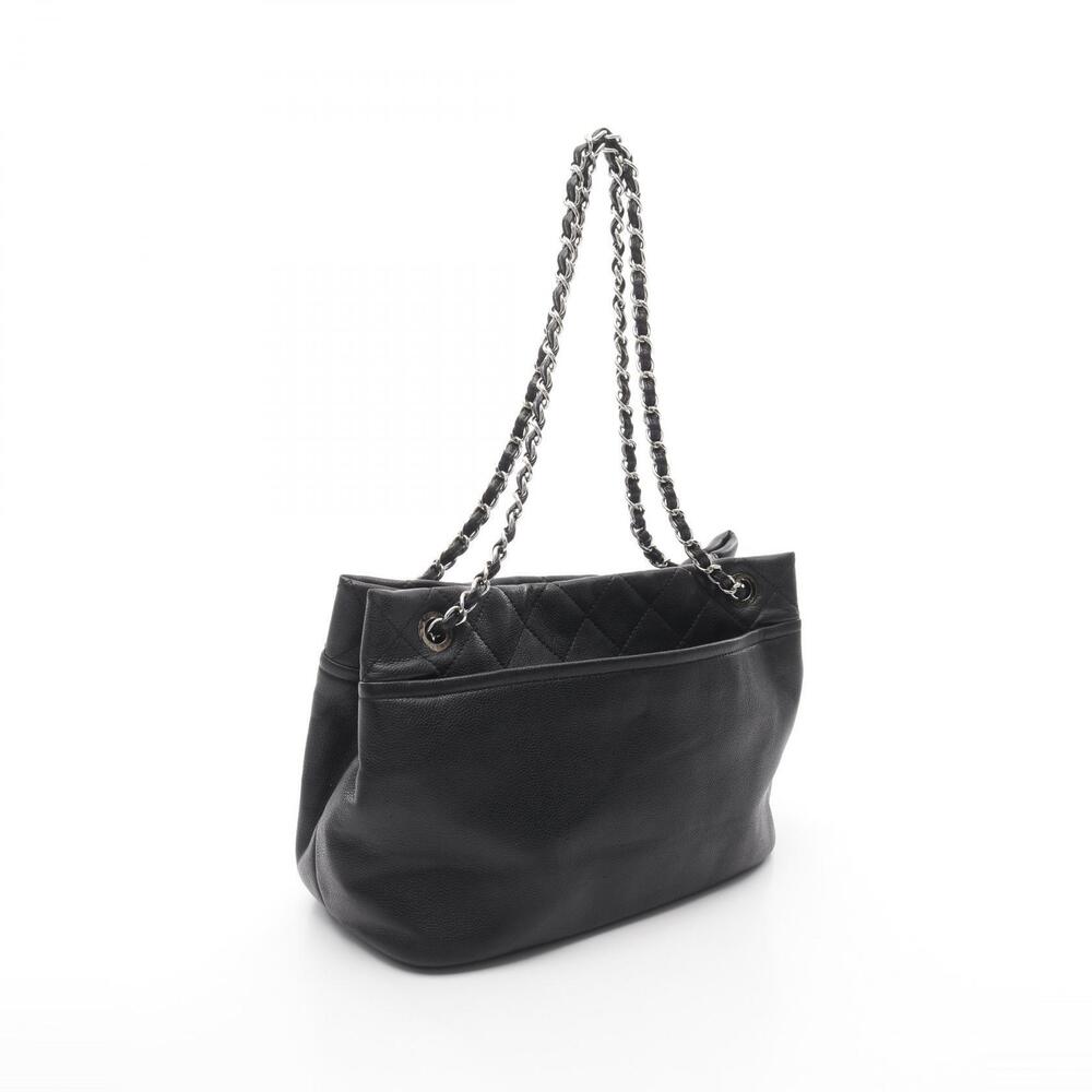 Chanel Mark Black Cowhide Tote Bag Calfskin Coco Black